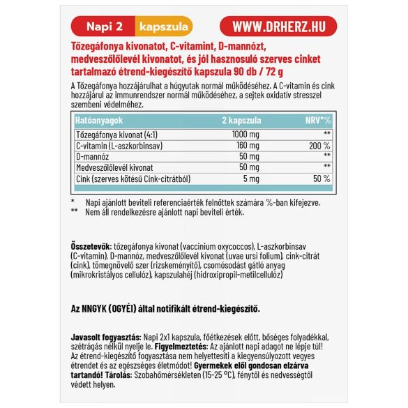 Dr. Herz "Tőzegáfonya kivonat" 1.000 mg XL kapszula - 90 db 