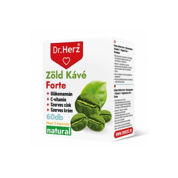 DR. Herz Zöld Kávé Forte + C-vitamin + Glükomannán kapszula - 60 db