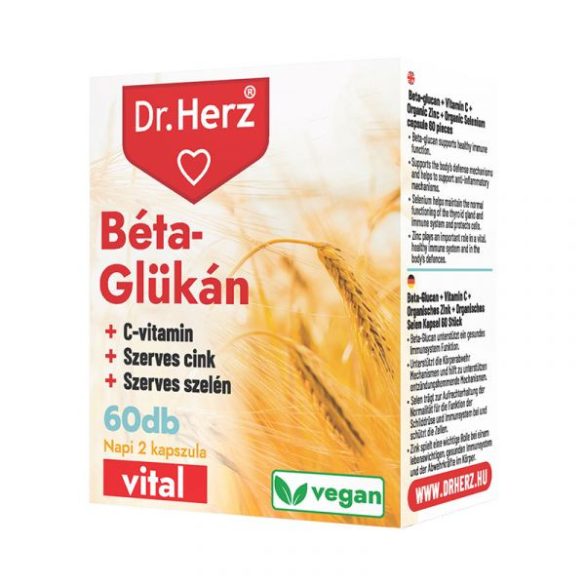 DR. Herz "Béta-Glükán + C-vitamin + Szerves Cink, Szelén" kapszula - 60 db