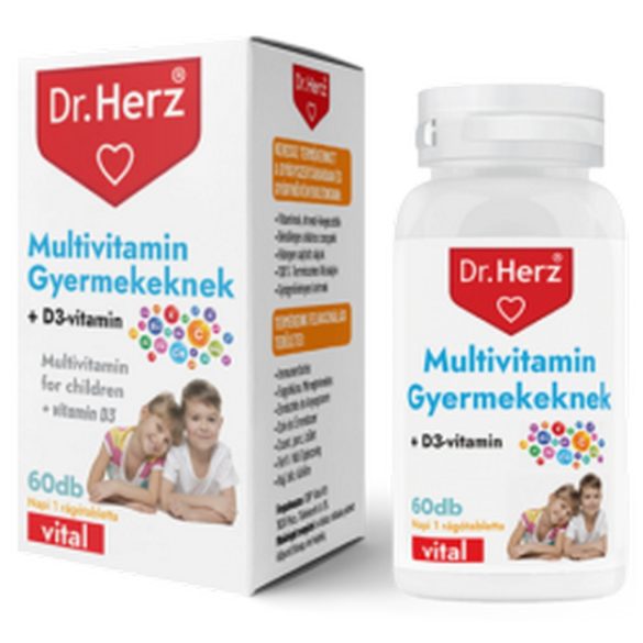 Dr. Herz Multivitamin Gyerekeknek + D3 rágótabletta 60 db